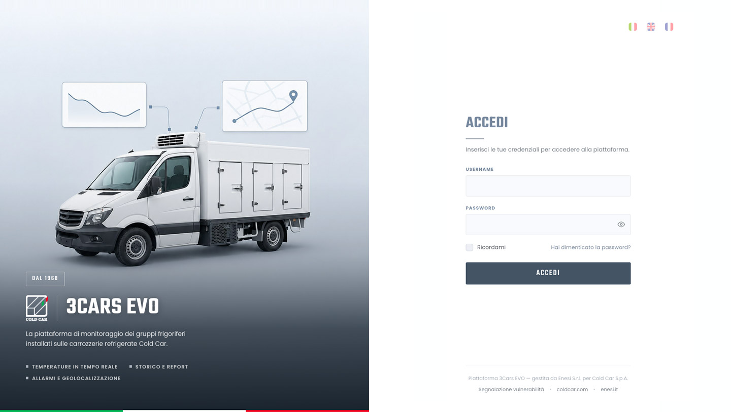 Accesso alla piattaforma 3Cars EVO